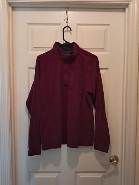 L.L. Bean Men's Size Large Burgandy  Quarter-Zip Fleece Pullover